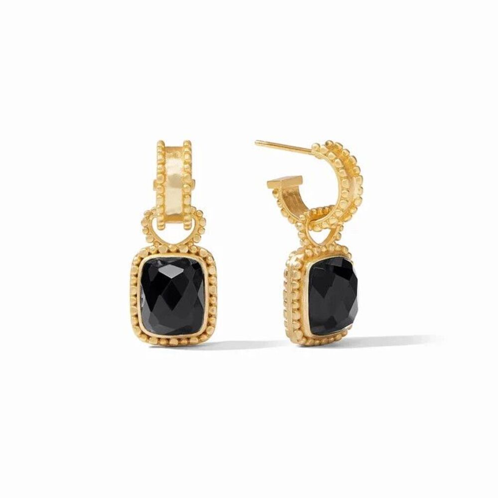 Brand new. $165 Julie Vos Marbella Hoop & Charm Earring black